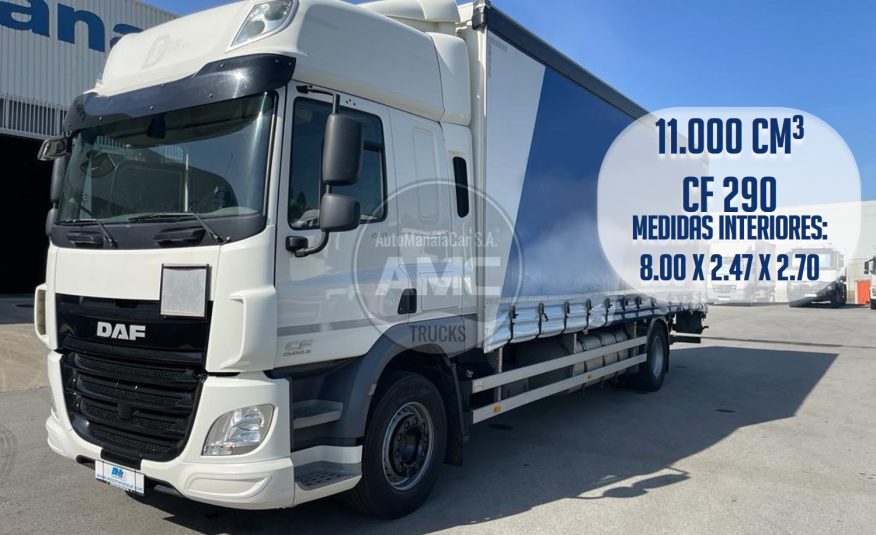 DAF CF 290 EURO6 SUPER SPACE CAB 4X2 CAIXA CORTINAS 8.00 X 2.47 X 2.70