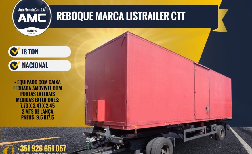 2X REBOQUE LISTRAILER CTT88 2 EIXOS CAIXA FECHADA AMOVÍVEL 18 TON