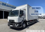 RENAULT D19 280 EURO6 4X2 2018, CAIXA FECHADA 8.60 X 2.45 X 2.45