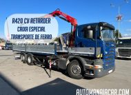 SCANIA R420 6X2 EURO5 RETARDER ESPECIAL TRANSPORTE FERRO COM GRUA FASSI F95A