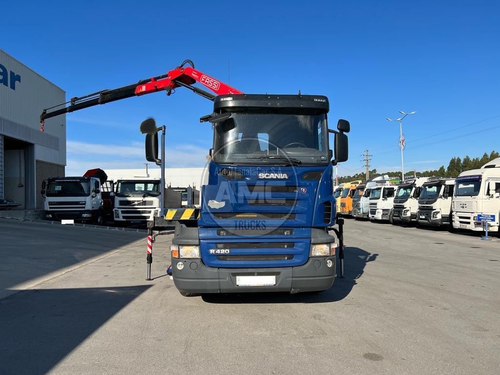 SCANIA R420 6X2 EURO5 RETARDER ESPECIAL TRANSPORTE FERRO COM GRUA FASSI F95A