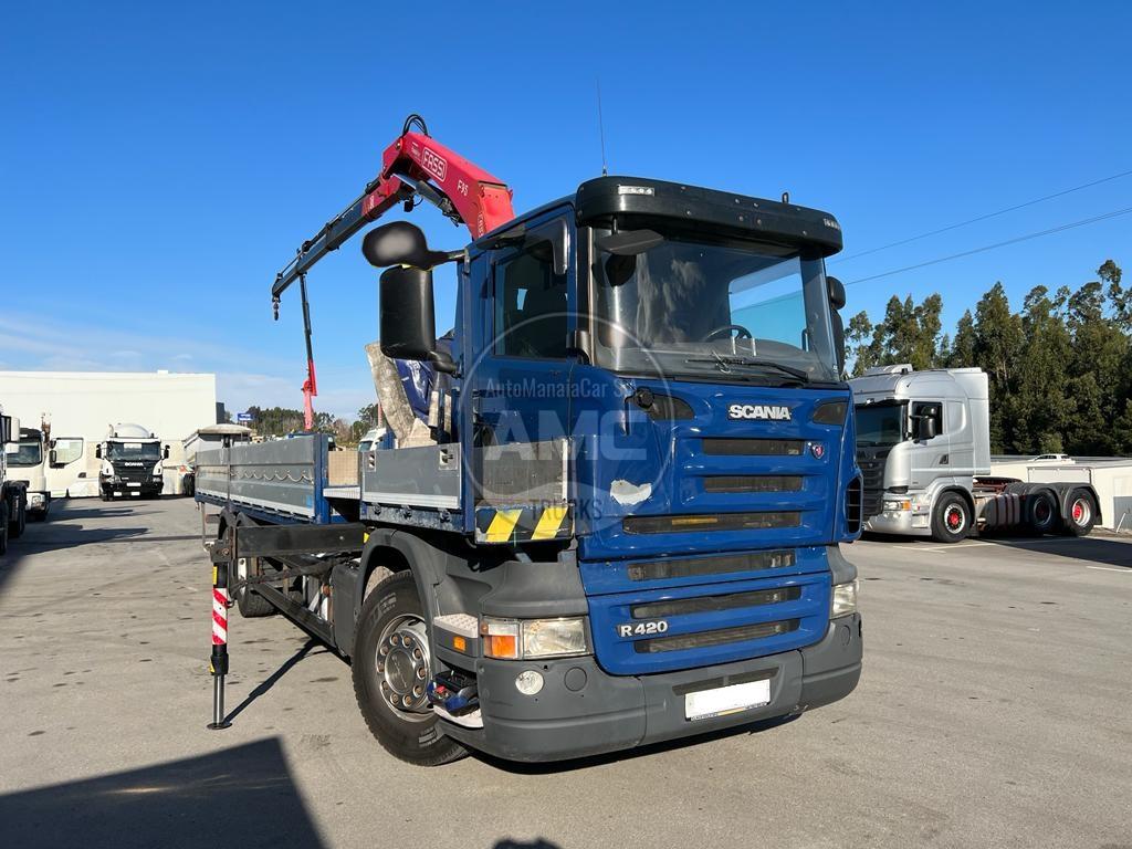 SCANIA R420 6X2 EURO5 RETARDER ESPECIAL TRANSPORTE FERRO COM GRUA FASSI F95A