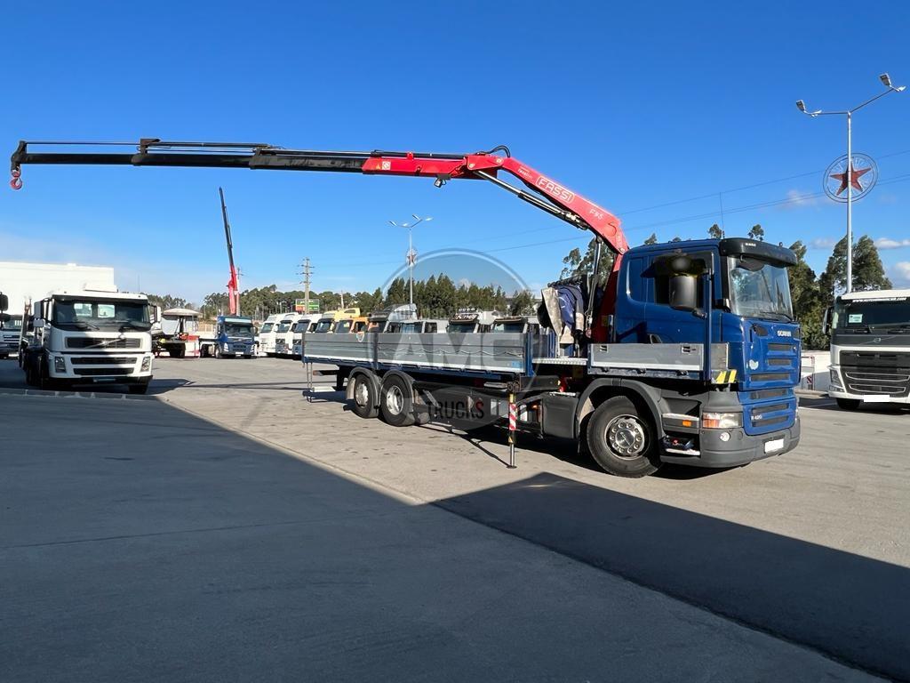 SCANIA R420 6X2 EURO5 RETARDER ESPECIAL TRANSPORTE FERRO COM GRUA FASSI F95A